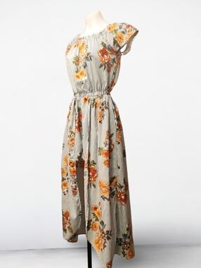 Speed Control Floral Striped Romper Hidden Skort Elastic Waist Cottagecore CuteS